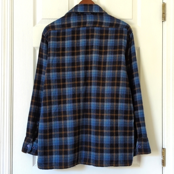 Kingsfield 90's Vintage Plaid Wool Blend Long Sleeve Button Down Shirt Blue L - Picture 11 of 12